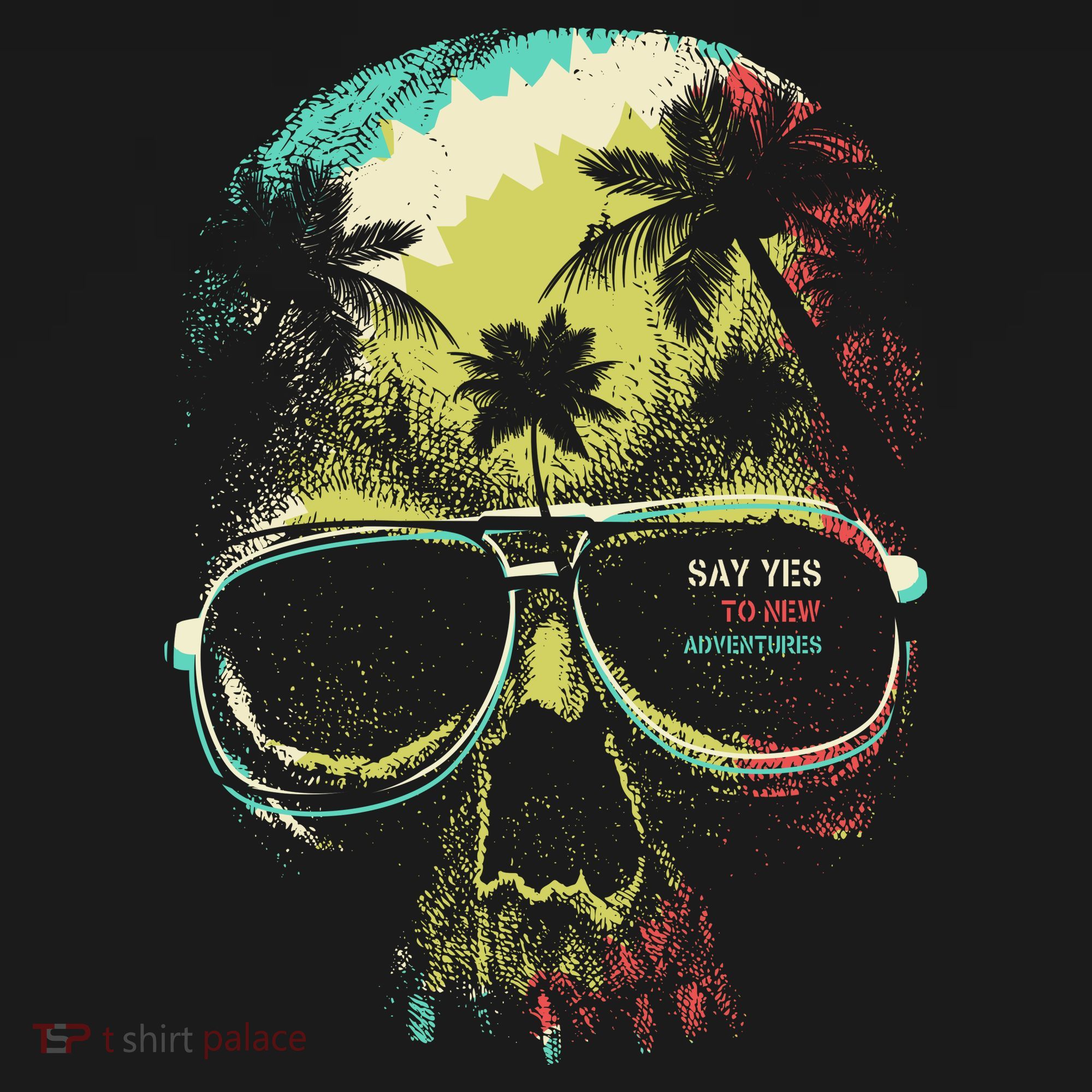 Cool Say Yes To New Adventures Tropical Grunge Skull Ornament
