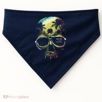 Cool Say Yes To New Adventures Tropical Grunge Skull USA-Made Doggie Bandana thumb 0