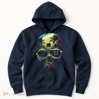 Cool Say Yes To New Adventures Tropical Grunge Skull Hoodie thumb 0