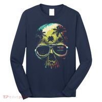 Cool Say Yes To New Adventures Tropical Grunge Skull Long Sleeve Shirt thumb 0