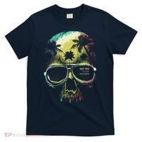 Cool Say Yes To New Adventures Tropical Grunge Skull T-Shirt thumb 0