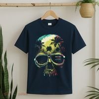 Cool Say Yes To New Adventures Tropical Grunge Skull T-Shirt thumb 2