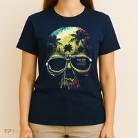 Cool Say Yes To New Adventures Tropical Grunge Skull T-Shirt thumb 4