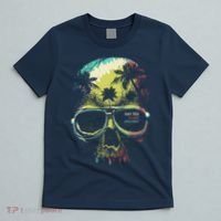 Cool Say Yes To New Adventures Tropical Grunge Skull T-Shirt thumb 5