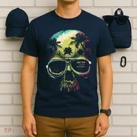Cool Say Yes To New Adventures Tropical Grunge Skull T-Shirt thumb 6