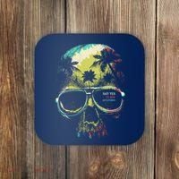 Cool Say Yes To New Adventures Tropical Grunge Skull Coaster thumb 0