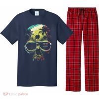 Cool Say Yes To New Adventures Tropical Grunge Skull Pajama Set thumb 0