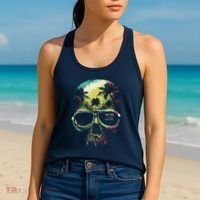 Cool Say Yes To New Adventures Tropical Grunge Skull Women's Tank Top thumb 2