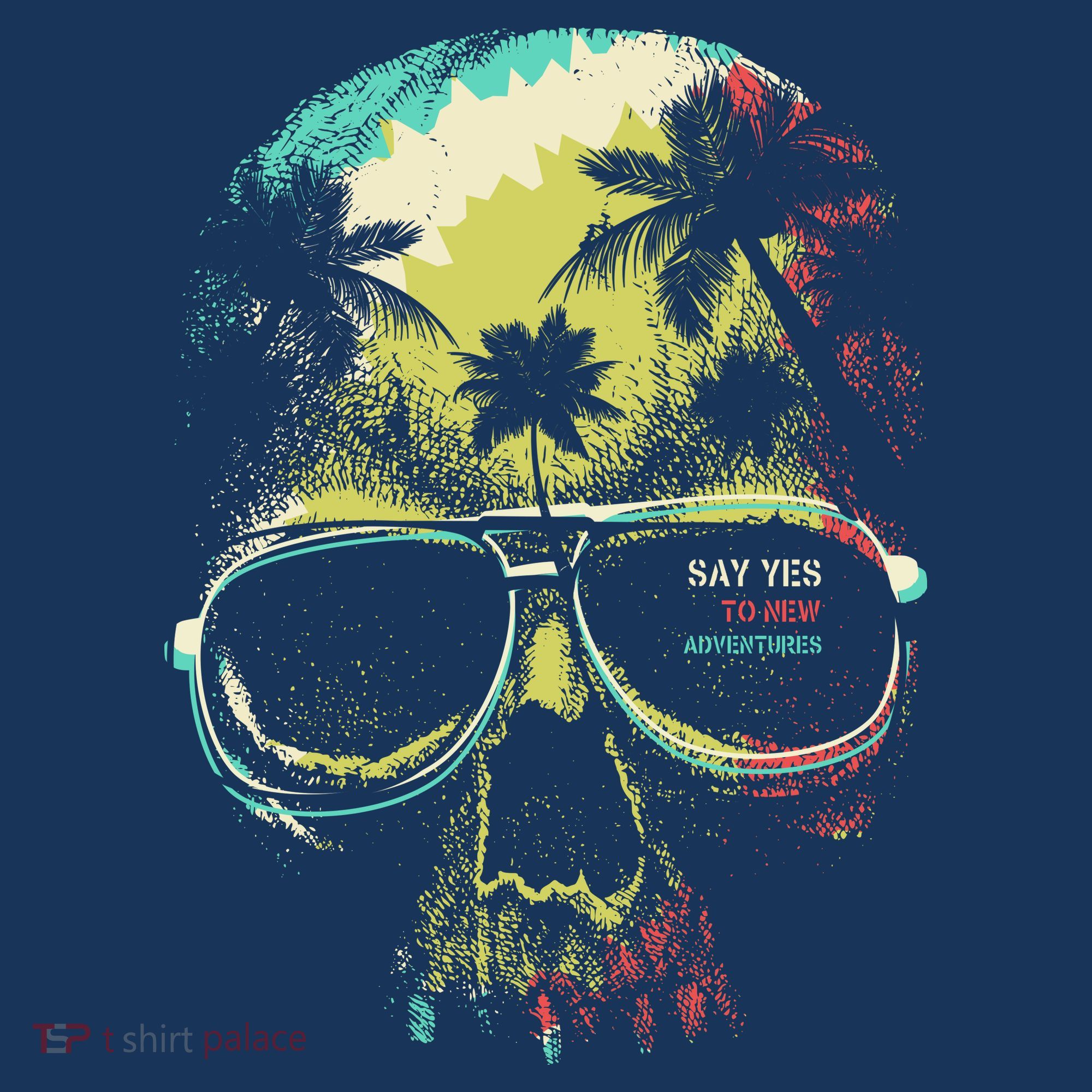 Cool Say Yes To New Adventures Tropical Grunge Skull Women's Tank Top
