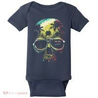 Cool Say Yes To New Adventures Tropical Grunge Skull Baby Bodysuit thumb 0