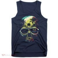 Cool Say Yes To New Adventures Tropical Grunge Skull Tank Top thumb 0