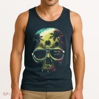 Cool Say Yes To New Adventures Tropical Grunge Skull Tank Top thumb 3