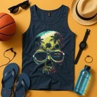 Cool Say Yes To New Adventures Tropical Grunge Skull Tank Top thumb 4