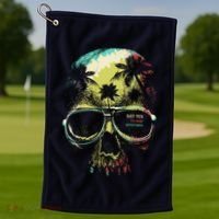 Cool Say Yes To New Adventures Tropical Grunge Skull Golf Towel thumb 1