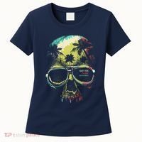 Cool Say Yes To New Adventures Tropical Grunge Skull Women's T-Shirt thumb 0