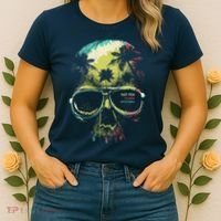 Cool Say Yes To New Adventures Tropical Grunge Skull Women's T-Shirt thumb 2