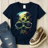 Cool Say Yes To New Adventures Tropical Grunge Skull Women's T-Shirt thumb 3