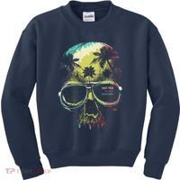 Cool Say Yes To New Adventures Tropical Grunge Skull Kids Sweatshirt thumb 0