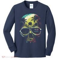 Cool Say Yes To New Adventures Tropical Grunge Skull Kids Long Sleeve Shirt thumb 0