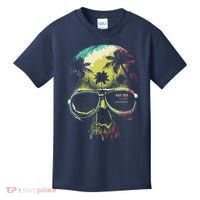 Cool Say Yes To New Adventures Tropical Grunge Skull Kids T-Shirt thumb 0