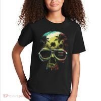 Cool Say Yes To New Adventures Tropical Grunge Skull Kids T-Shirt thumb 2