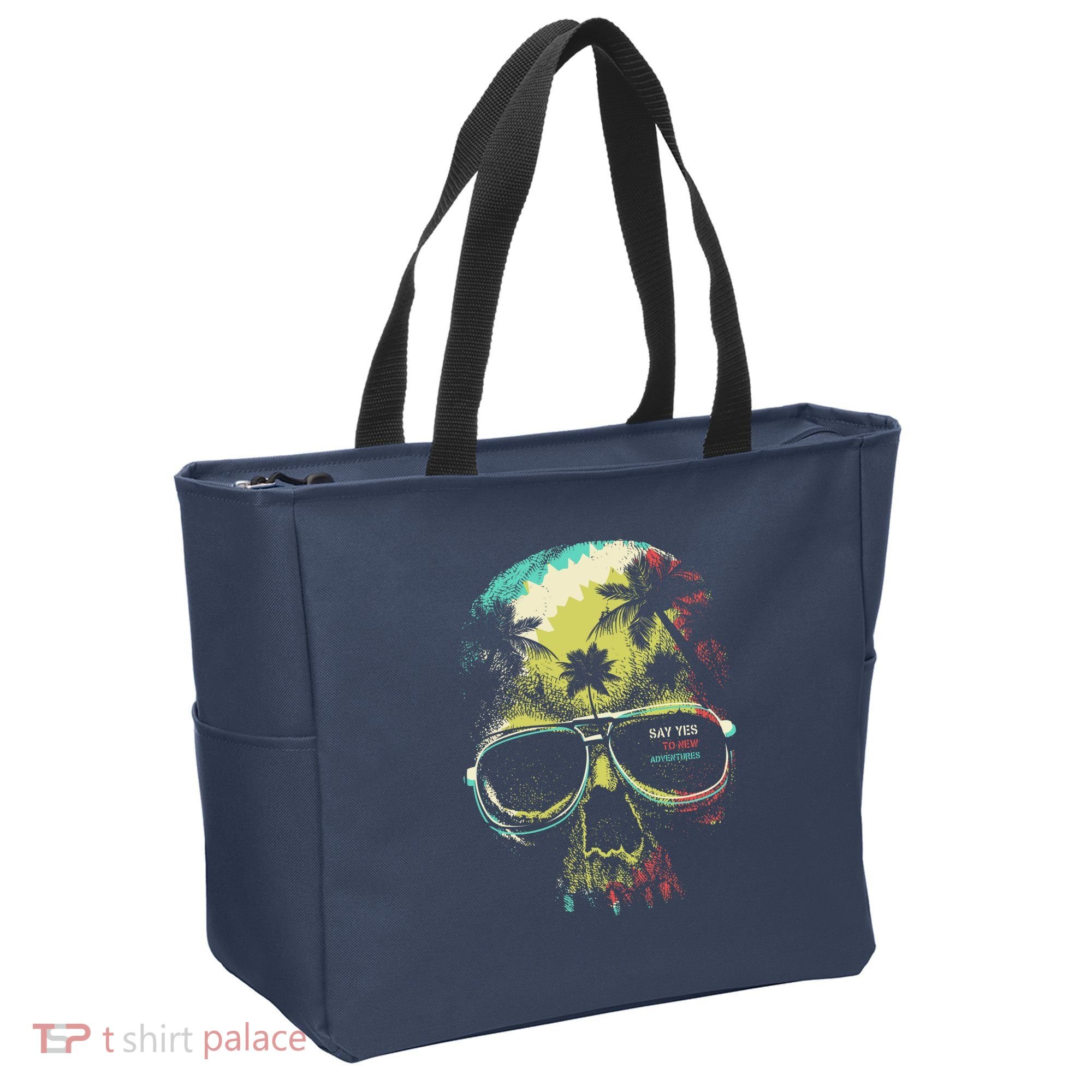Cool Say Yes To New Adventures Tropical Grunge Skull Tote Bag