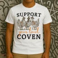 Chicken Support Your Local Coven Witch Girl Farm Lover T-Shirt thumb 3