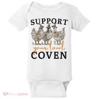 Chicken Support Your Local Coven Witch Girl Farm Lover Baby Bodysuit thumb 0