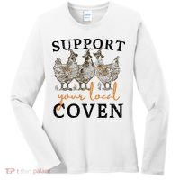 Chicken Support Your Local Coven Witch Girl Farm Lover Women's Long Sleeve Shirt thumb 0
