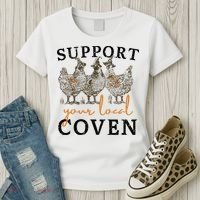 Chicken Support Your Local Coven Witch Girl Farm Lover Women's T-Shirt thumb 3