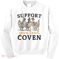 Chicken Support Your Local Coven Witch Girl Farm Lover Kids Sweatshirt thumb 0