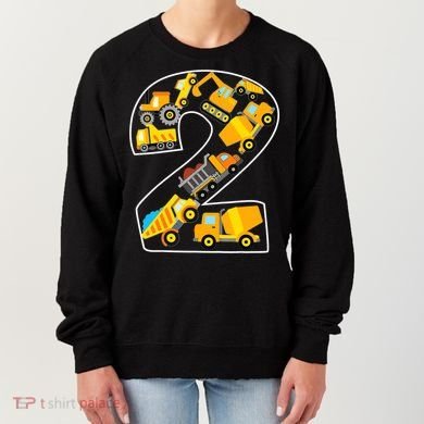 Construction Truck 2nd Birthday 2 Years Old Digger Builder Women's Sweatshirt