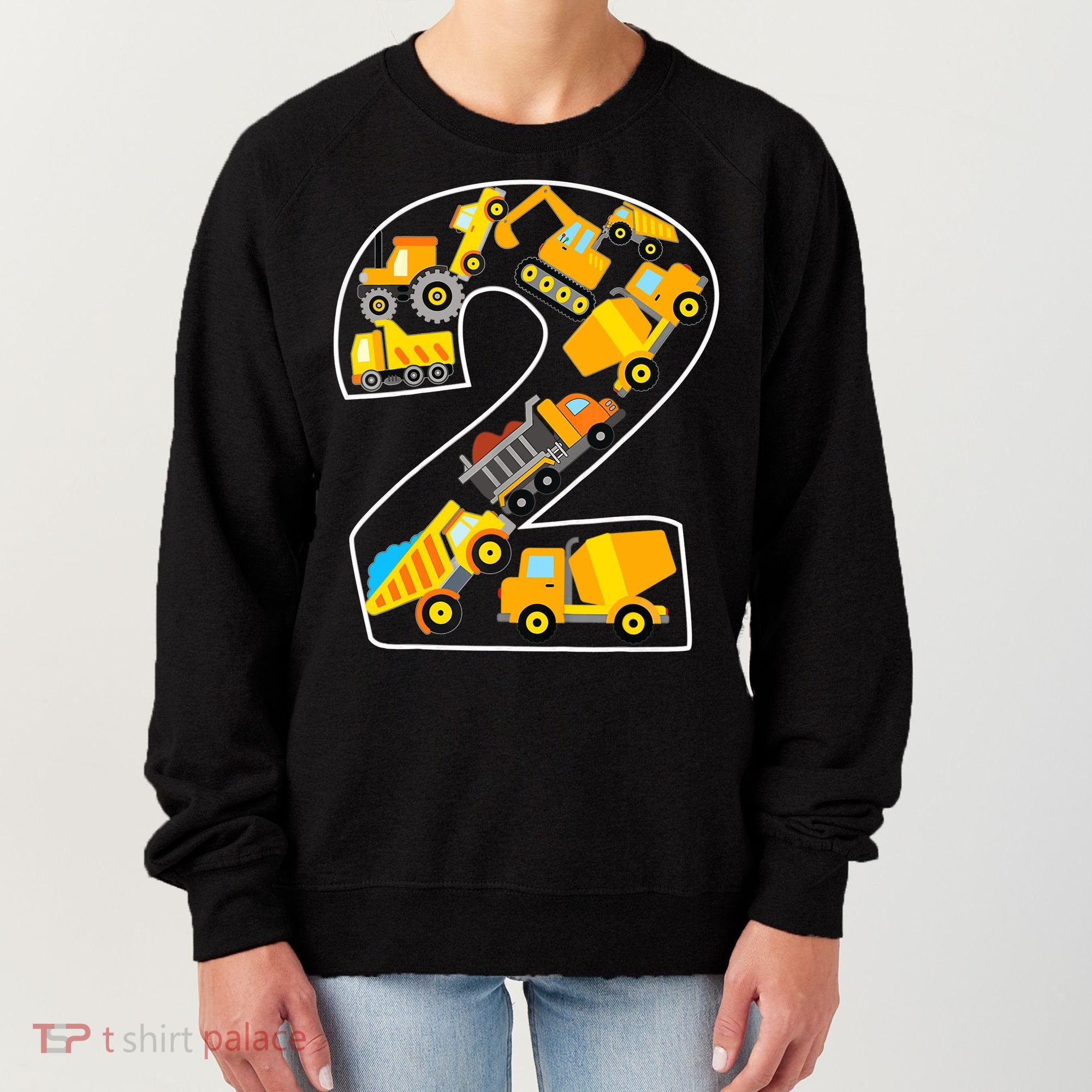 Construction Truck 2nd Birthday 2 Years Old Digger Builder Women's Sweatshirt