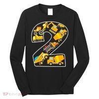 Construction Truck 2nd Birthday 2 Years Old Digger Builder Long Sleeve Shirt thumb 0