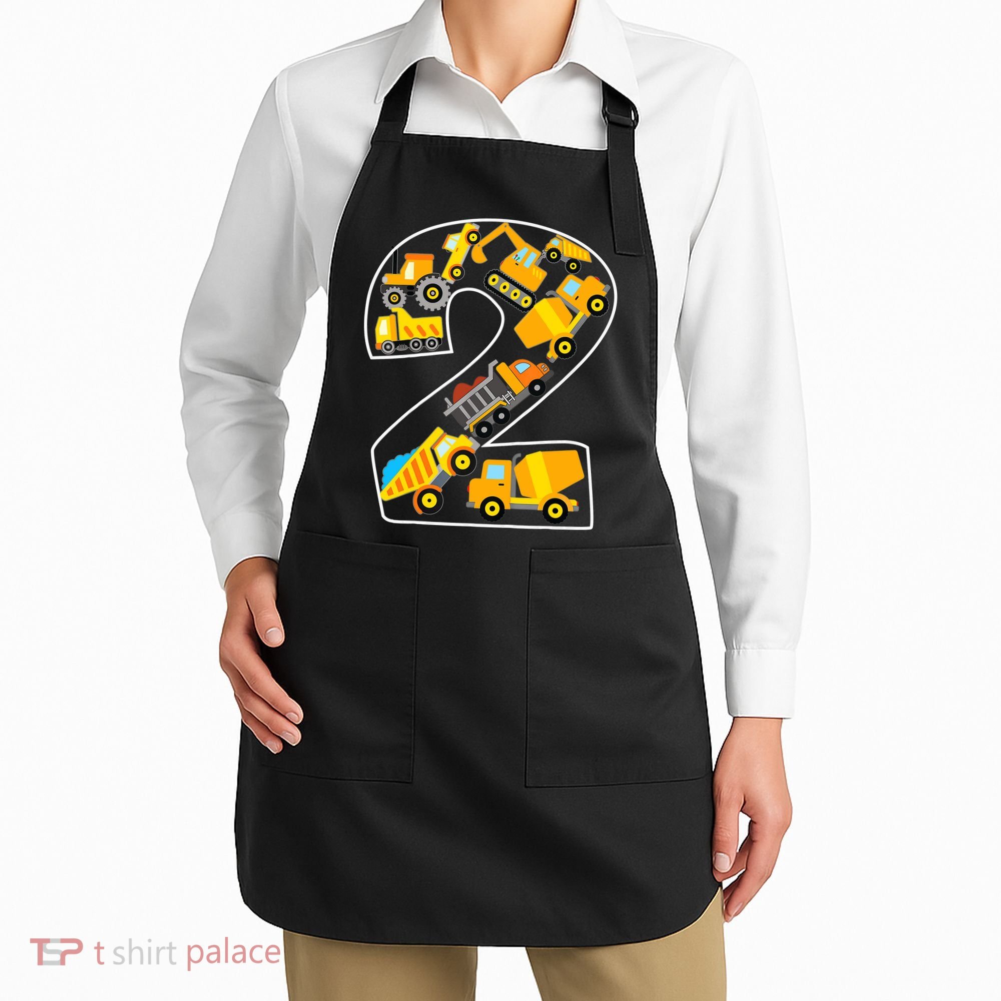Construction Truck 2nd Birthday 2 Years Old Digger Builder Apron