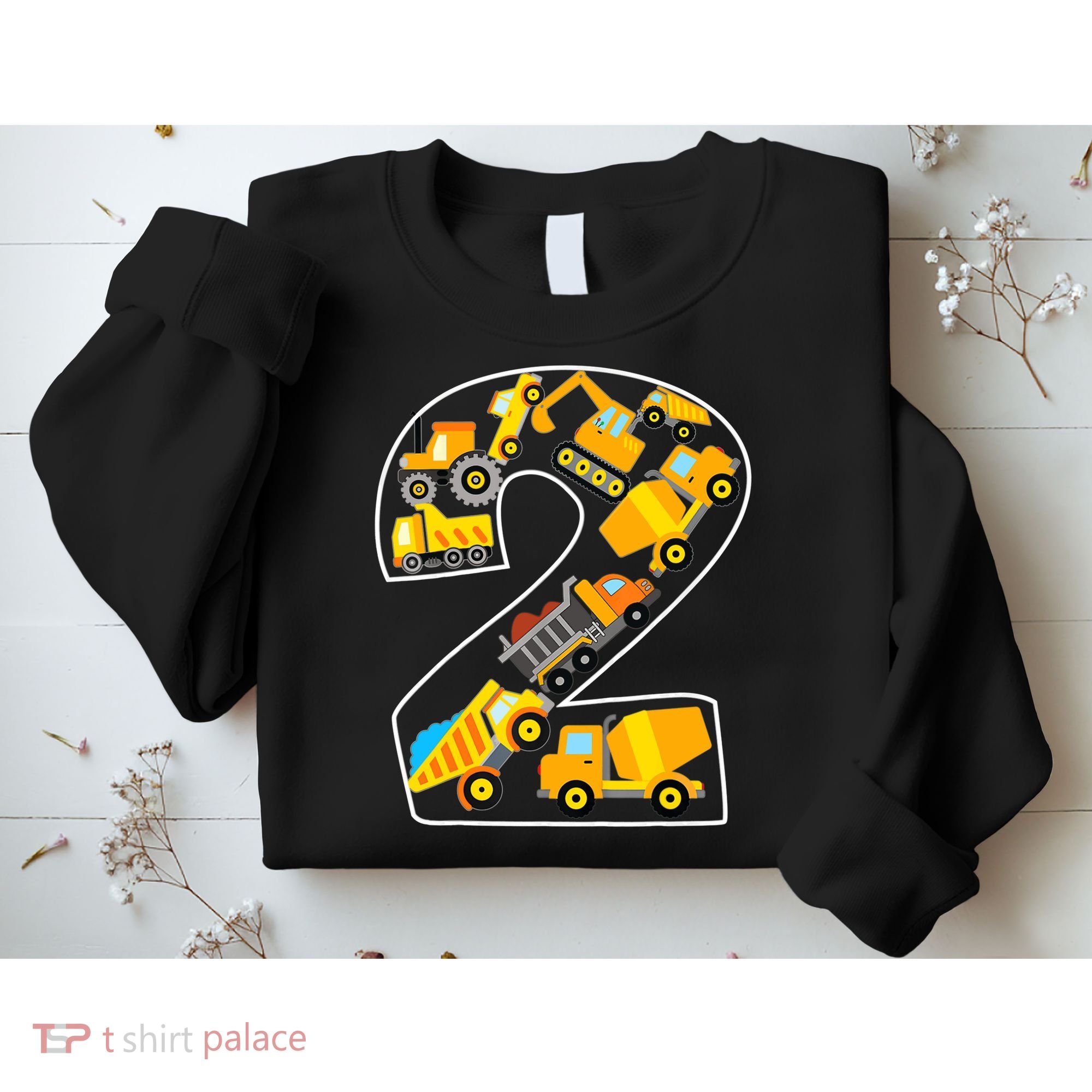 Construction Truck 2nd Birthday 2 Years Old Digger Builder Sweatshirt