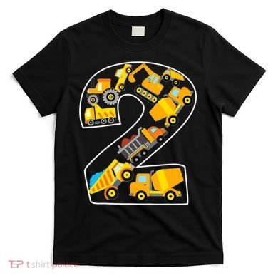 Construction Truck 2nd Birthday 2 Years Old Digger Builder T-Shirt