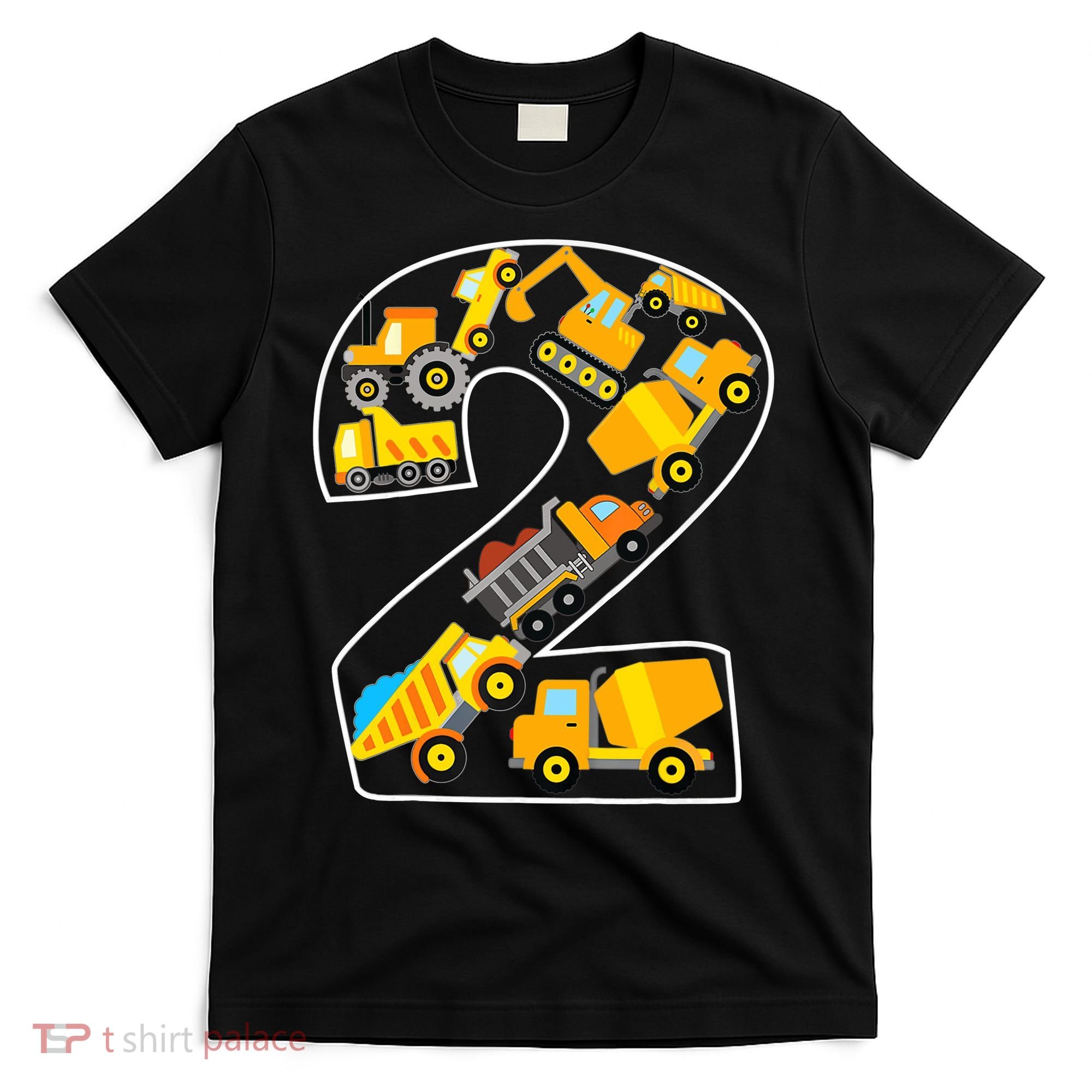 Construction Truck 2nd Birthday 2 Years Old Digger Builder T-Shirt