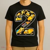 Construction Truck 2nd Birthday 2 Years Old Digger Builder T-Shirt thumb 3