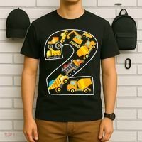 Construction Truck 2nd Birthday 2 Years Old Digger Builder T-Shirt thumb 6