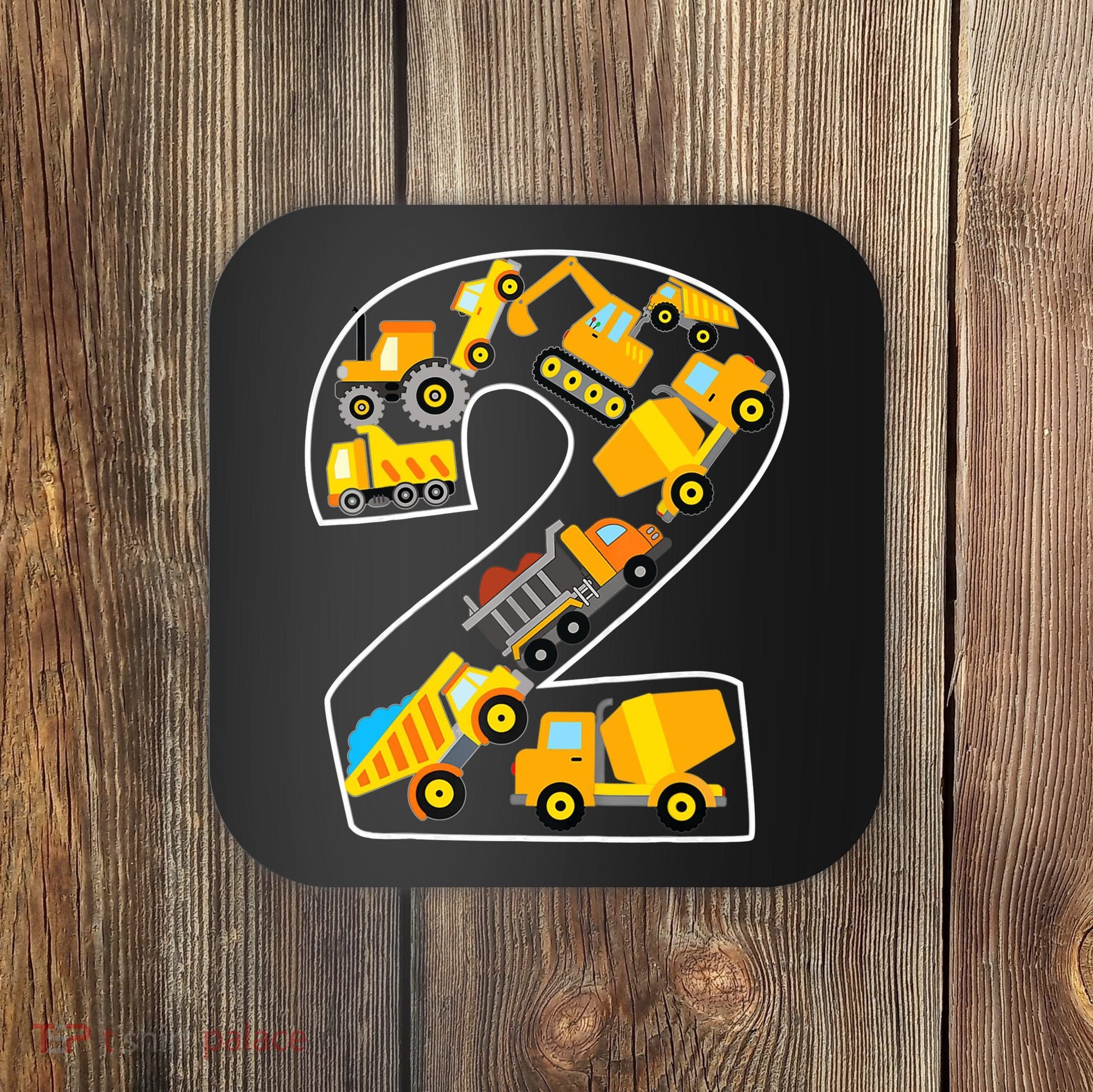 Construction Truck 2nd Birthday 2 Years Old Digger Builder Coaster