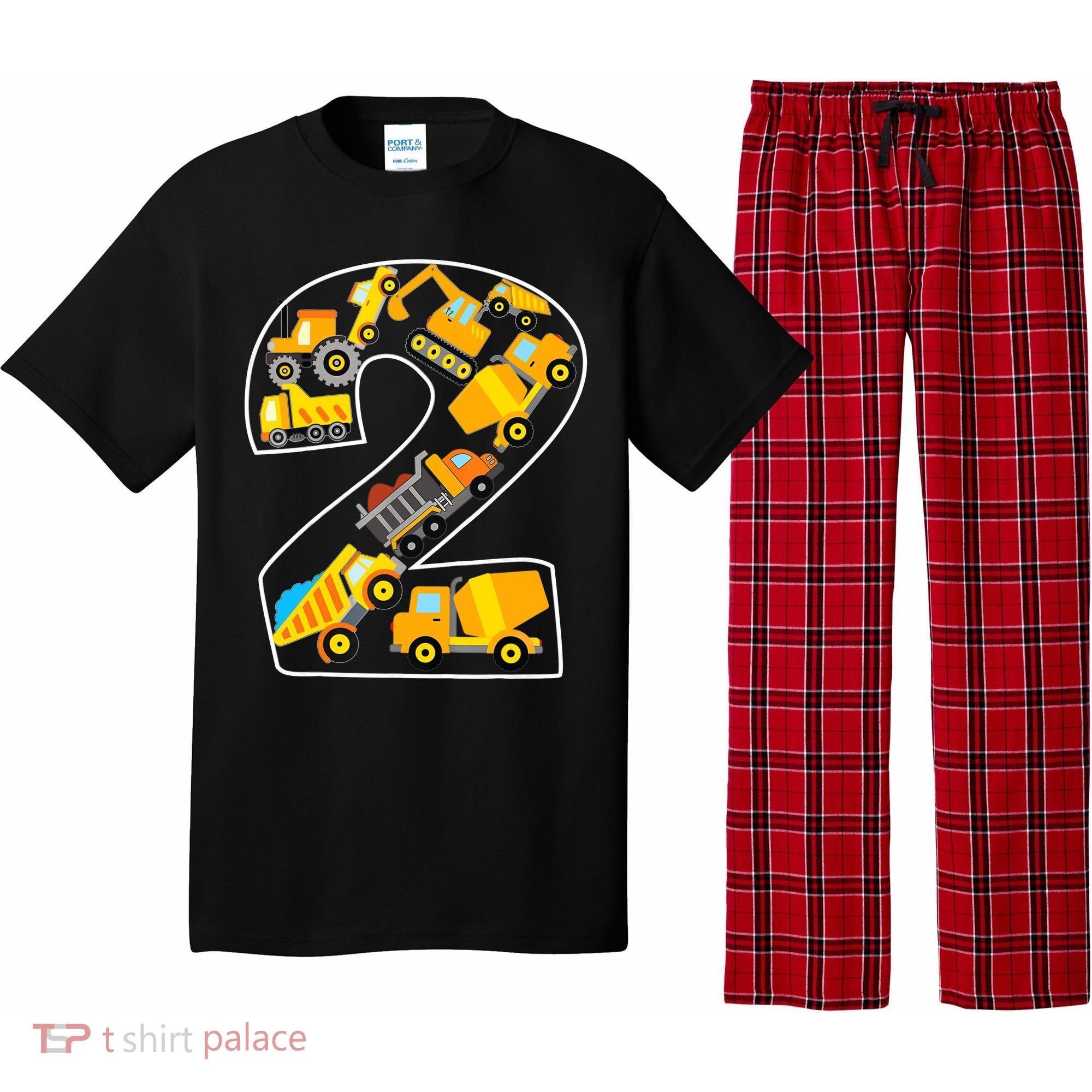 Construction Truck 2nd Birthday 2 Years Old Digger Builder Pajama Set