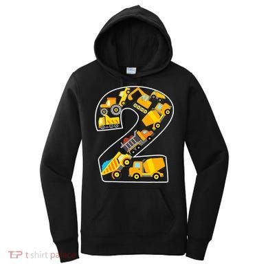 Construction Truck 2nd Birthday 2 Years Old Digger Builder Women's Hoodie