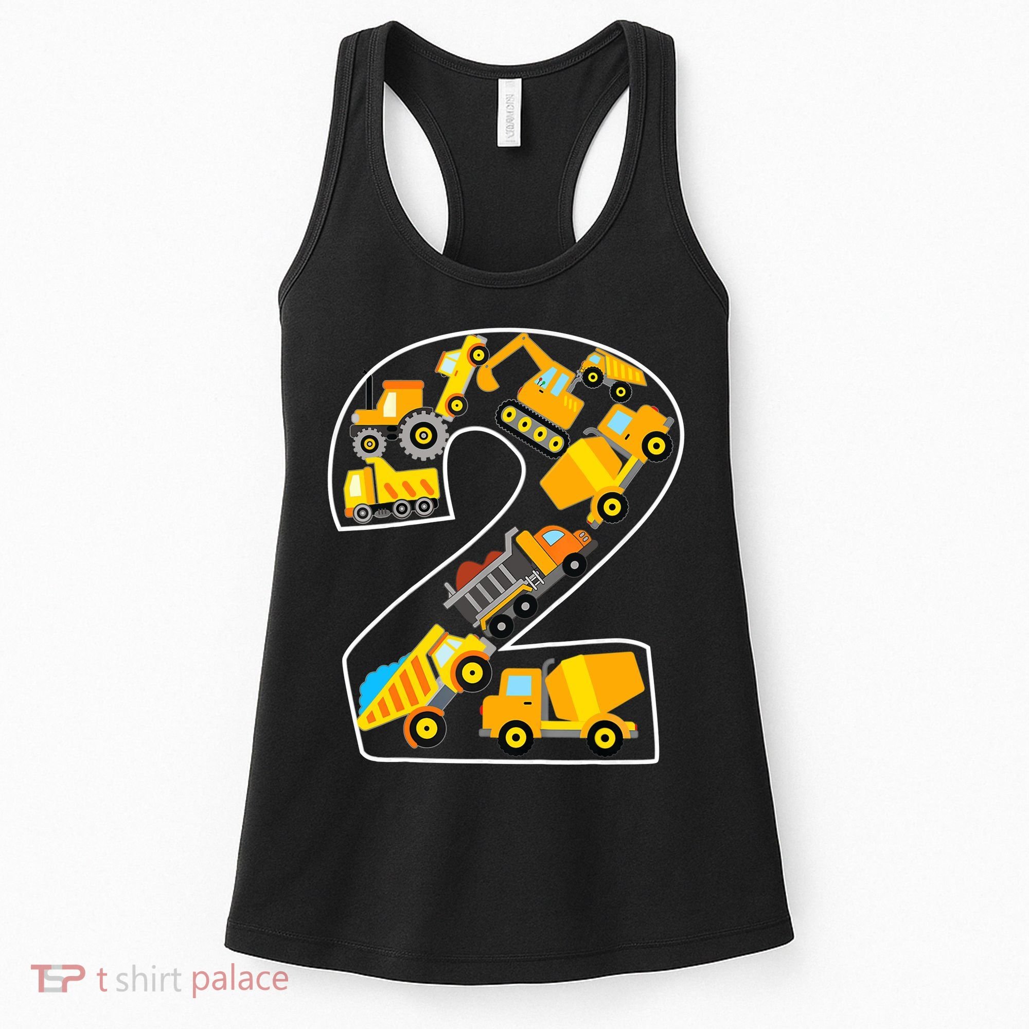 Construction Truck 2nd Birthday 2 Years Old Digger Builder Women's Tank Top