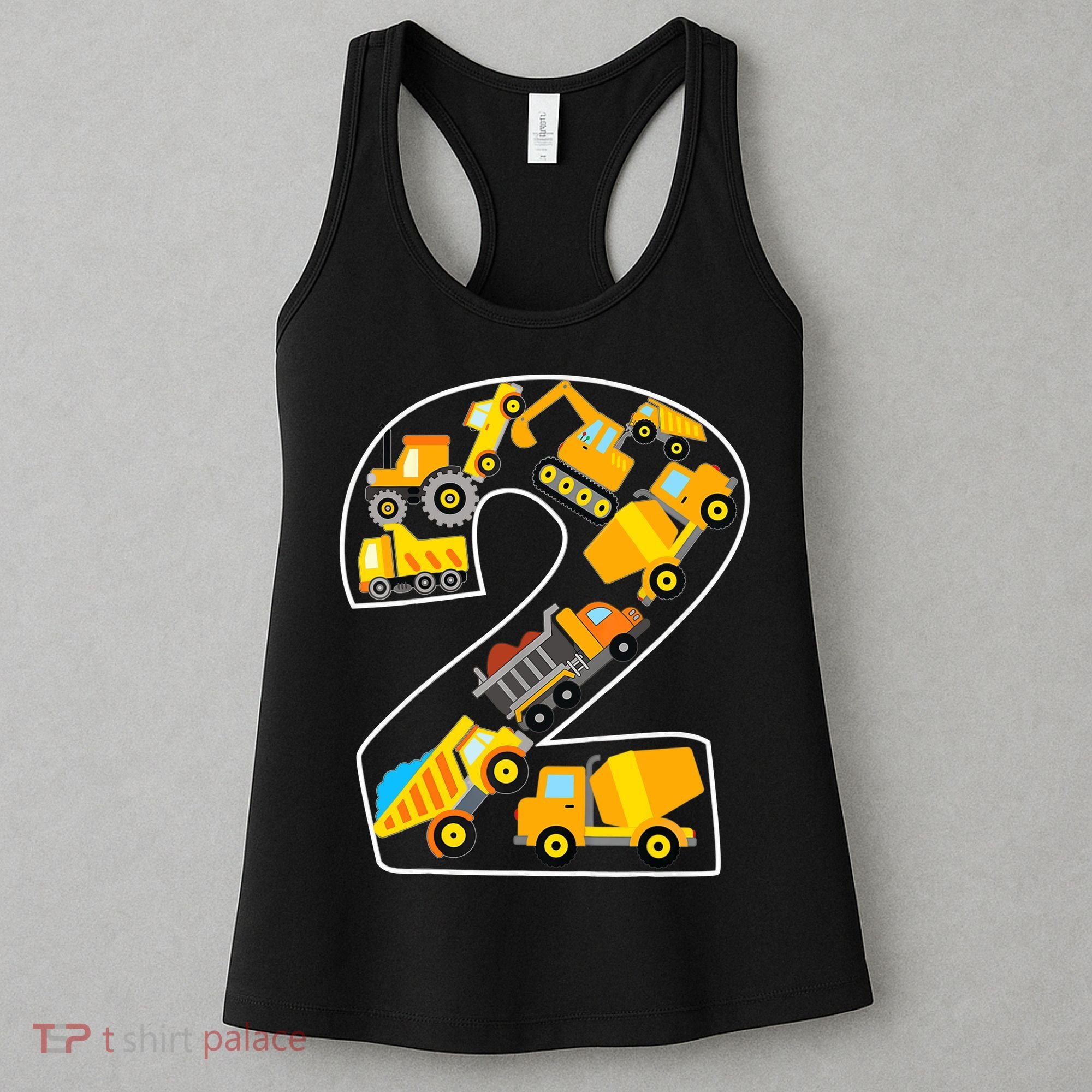 Construction Truck 2nd Birthday 2 Years Old Digger Builder Women's Tank Top