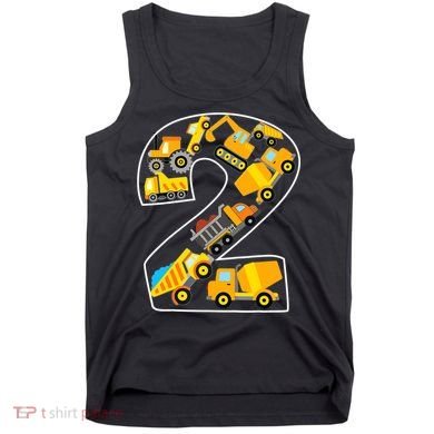 Construction Truck 2nd Birthday 2 Years Old Digger Builder Tank Top