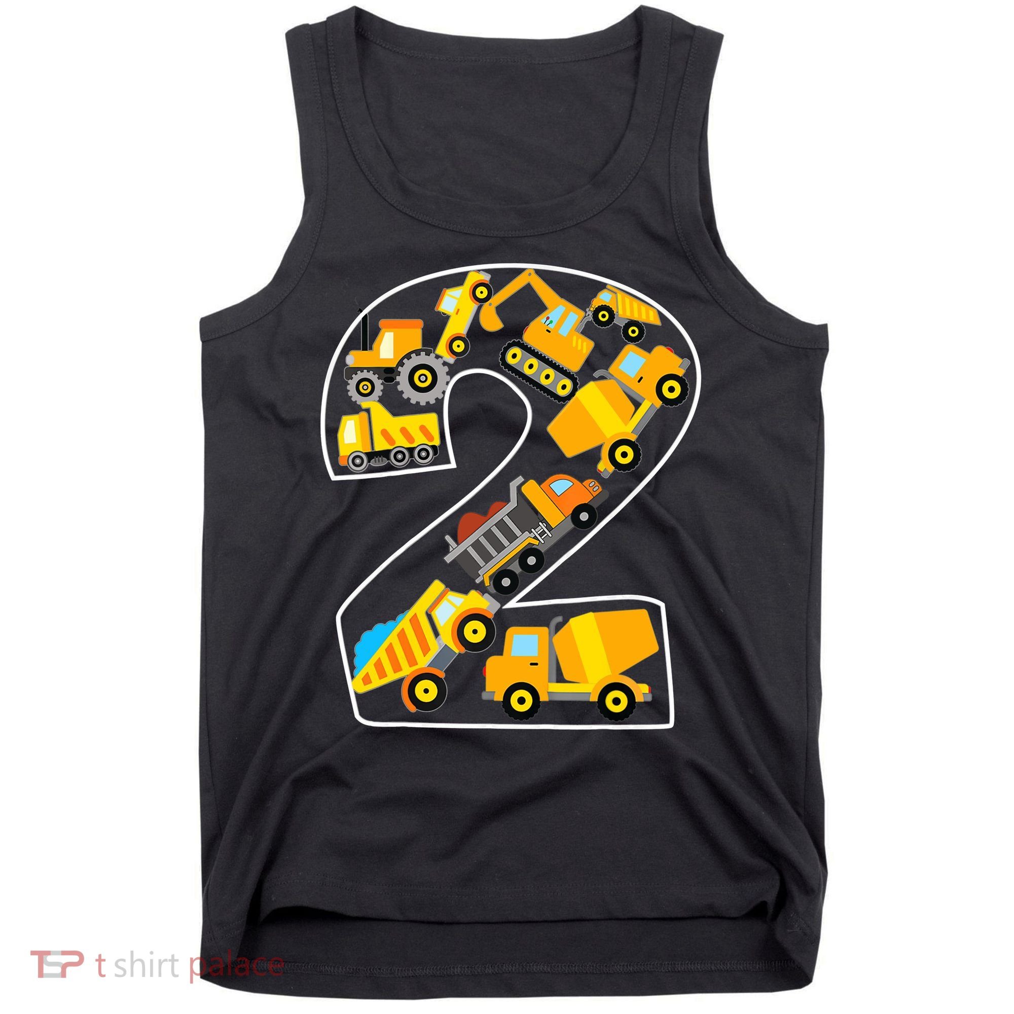 Construction Truck 2nd Birthday 2 Years Old Digger Builder Tank Top