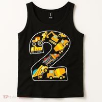 Construction Truck 2nd Birthday 2 Years Old Digger Builder Tank Top thumb 2