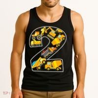 Construction Truck 2nd Birthday 2 Years Old Digger Builder Tank Top thumb 3