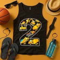 Construction Truck 2nd Birthday 2 Years Old Digger Builder Tank Top thumb 4